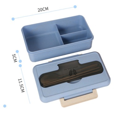 Kotak Makan Bekal Lunch Box Free Sumpit Sendok Bahan Wheat Straw Jerami Gandum