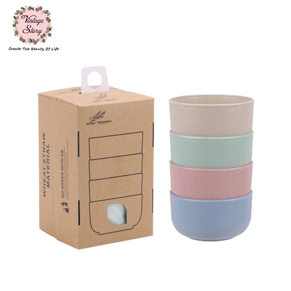 Isi 4 Pcs - Mangkuk Anak Bahan Jerami Gandum Wheat Straw