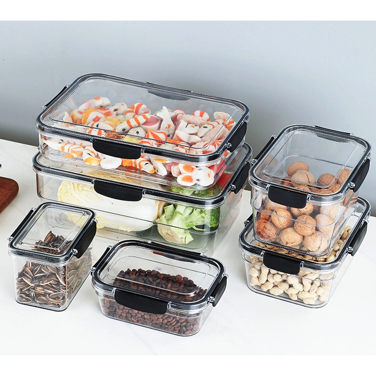  Toples Kedap Udara Ukuran Panjang Persegi Penyimpanan Makanan Snack Seafood BPA Free - C