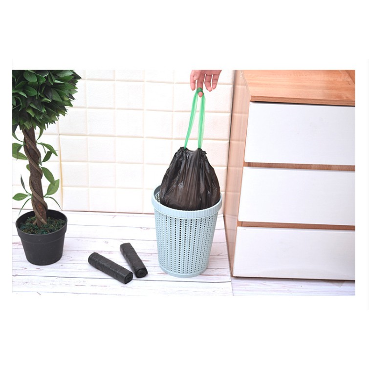 Kantong Sampah Plastik Roll Tali Serut Pegangan Tangan Trash Bag Anti Kotor