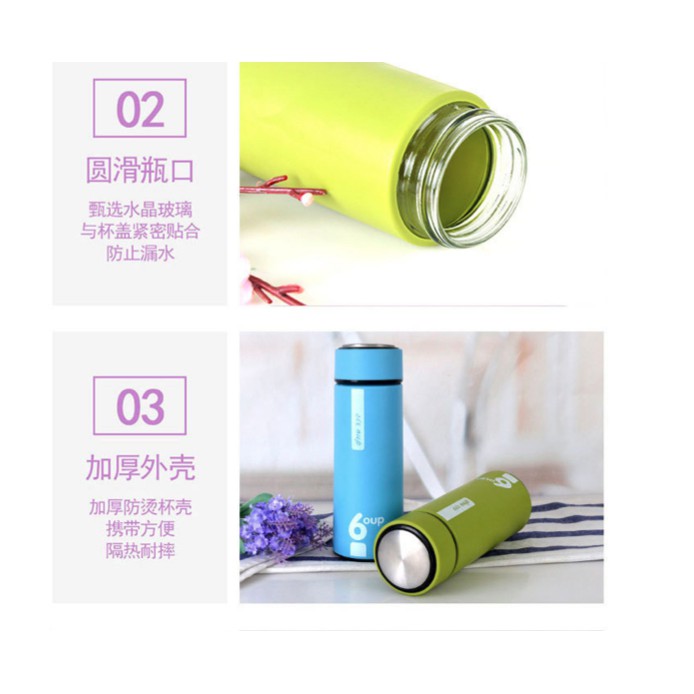 Botol Minum Silikon Dalam Bahan Kaca Anti Panas