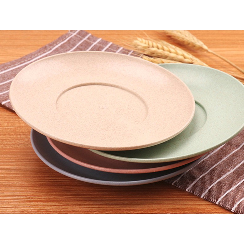 Piring Makan Set Isi 4 Pcs Warna Shabby Bahan Jerami Gandum Wheat Straw