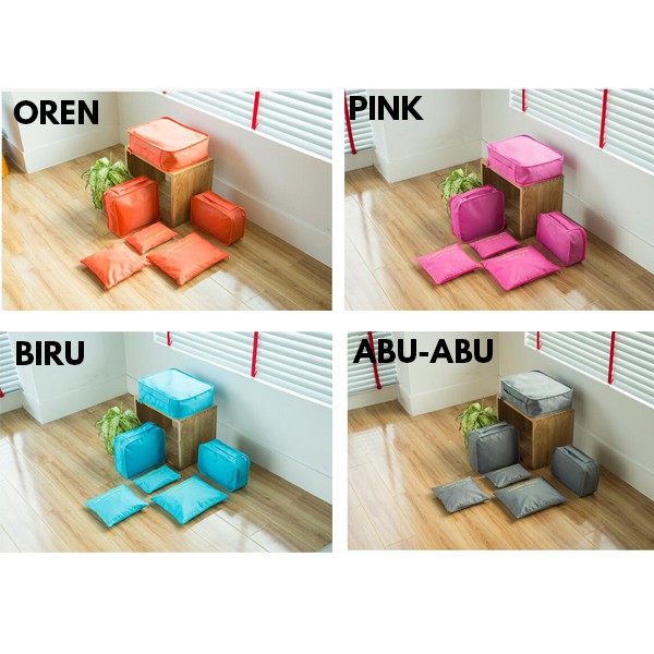 Tas Travel Organizer Baju Pakaian Shampoo Kosmetik 6 in 1