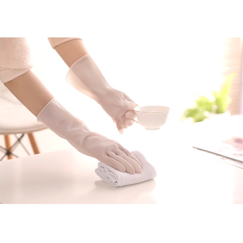 Sarung Pelindung Tangan Latex Cuci Piring WC Waterproof Hand Glove Putih