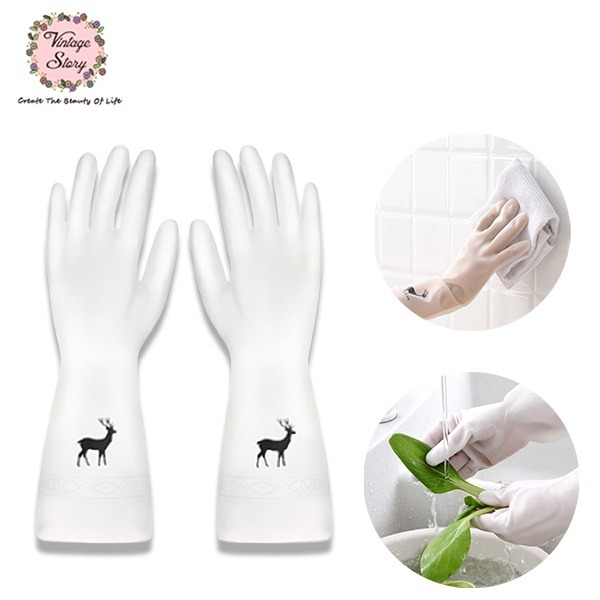 Sarung Pelindung Tangan Latex Cuci Piring WC Waterproof Hand Glove Putih