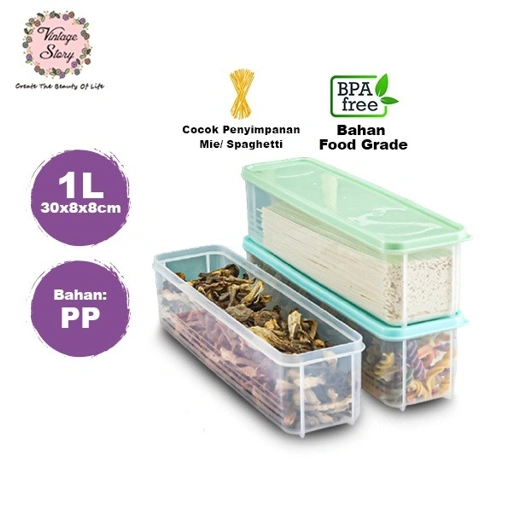 Image of  Toples Panjang Serbaguna Food Grade Wadah Penyimpanan Spaghetti Mie Ikan Snack Makanan 30x8x8cm
