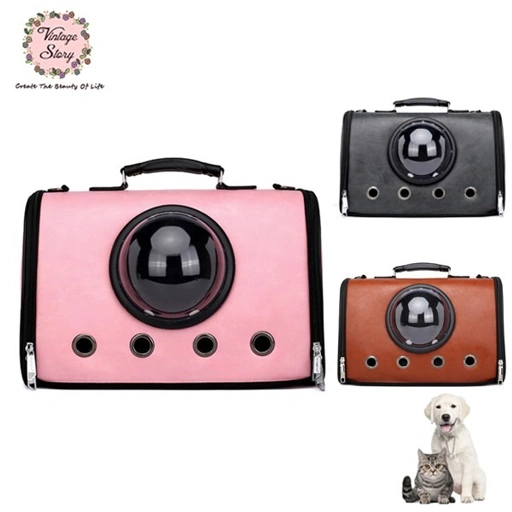 Image of  Tas Pet Carrier Anjing Kucing Kelinci Slempang Bahan PU Waterproof 43x25x29cm