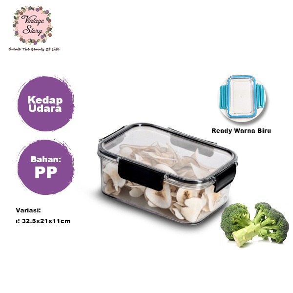 Toples Kedap Udara Ukuran Panjang Persegi Penyimpanan Makanan Snack Seafood BPA Free - i