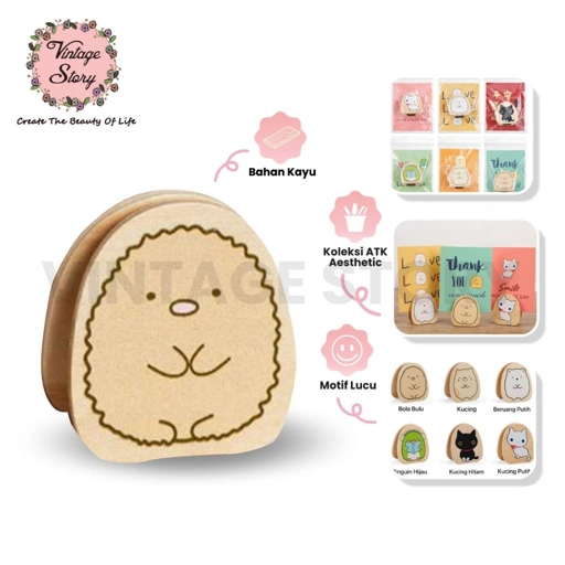 Image of Penjepit Buku Kertas Paper Clip ATK Kayu Motif  Kartun Lucu