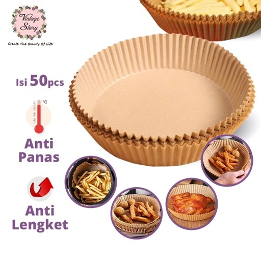Image of Kertas Alas Air Fryer Isi 50pcs Anti Lengket Tahan Minyak Ukuran 16cm