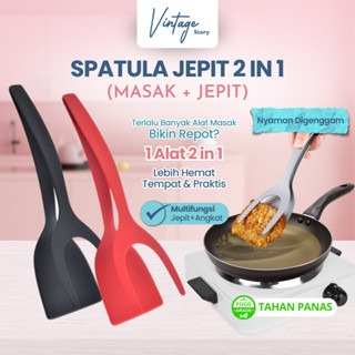 Spatula Jepit 2 in 1 Pencapit Steak Gorengan Roti Serbaguna Silikon Food Grade Tahan Panas Hingga 230°C