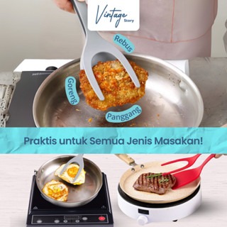 Spatula Jepit 2 in 1 Pencapit Steak Gorengan Roti Serbaguna Silikon Food Grade Tahan Panas Hingga 230°C