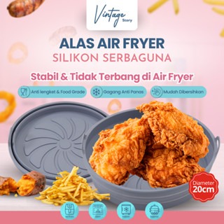 Wadah Alas Air Fryer Silikon Food Grade Anti Lengket Tahan Panas Hingga 230°C Bisa Pakai Ulang