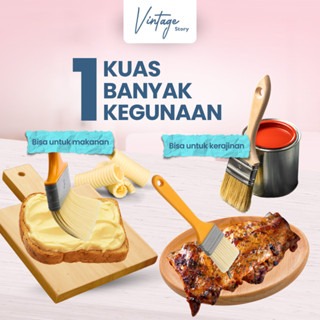 Kuas Cat Dinding Furniture Makanan BBQ Serbaguna Gagang Plastik Brush Lembut Tidak Mudah Rontok