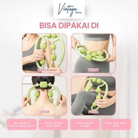 Alat Pijat 9 Roda Manual Roller Otot Relaksasi Betis Paha Lengan Tubuh Pereda Pegal