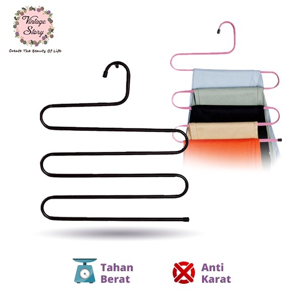 Hanger Pakaian Gantungan Baju Celana Bentuk S Organiser