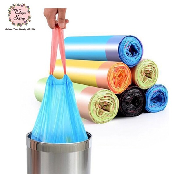 Kantong Sampah Plastik Roll Tali Serut Pegangan Tangan Trash Bag Anti Kotor