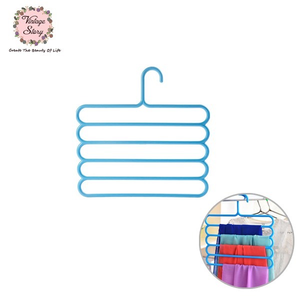 Hanger Gantungan Baju Celana Pakaian Jilbab Serbaguna 5 Tingkat