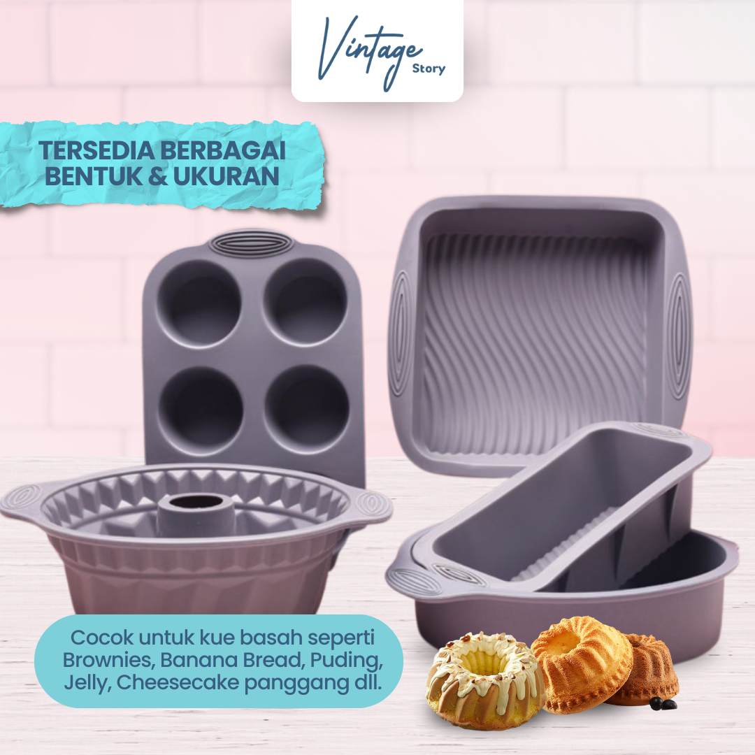 Loyang Kue Bolu Baking Serbaguna Bahan Silikon Anti Lengket Food Grade Tahan Panas Hingga 230°C