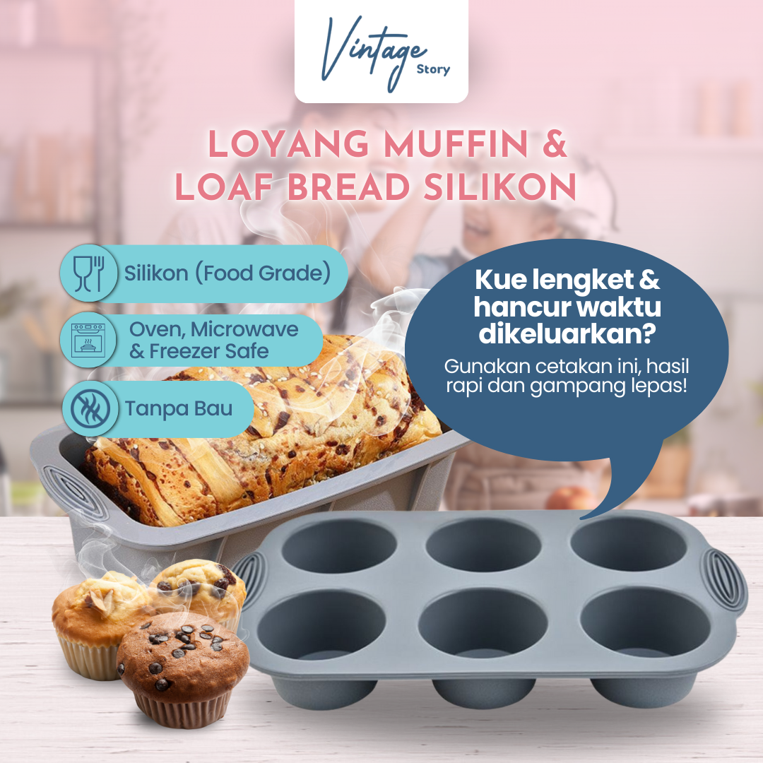 Loyang Cetakan Kue Muffin Bolu Cup Cake Serbaguna Bahan Silikon Tebal Anti Slip Tidak Lengket Food Grade Tahan Panas