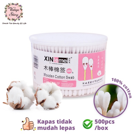 500pcs Cotton Bud Dewasa Anak Katun Anti Lepas Kemasan Tabung
