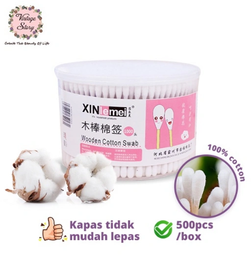 Image of 500pcs Cotton Bud Dewasa Anak Katun Anti Lepas Kemasan Tabung