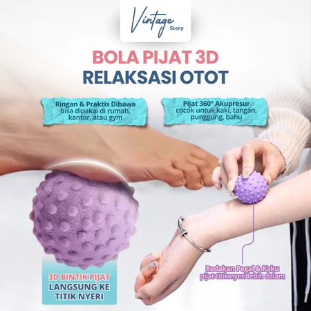 Bola Pijat 3D Massage Ball Terapi Relaksasi Otot Titik Akupresur 360° Kaki Tangan Punggung Bahu