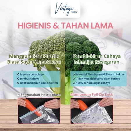 Kantong Penyimpanan Makanan Premium Segar Tahan Lama Anti Bocor Reusable Kulkas Freezer Ukuran S/M/L
