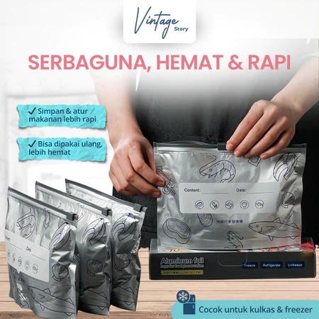 Kantong Penyimpanan Makanan Premium Segar Tahan Lama Anti Bocor Reusable Kulkas Freezer Ukuran S/M/L