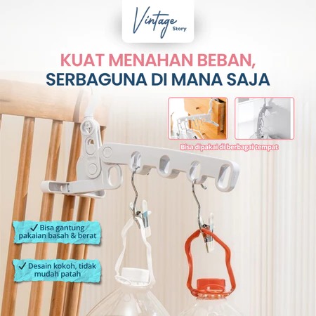 Gantungan Baju Lipat Portabel Multifungsi Hemat Ruang Lemari Laci Pintu Anti Patah Tebal Kokoh