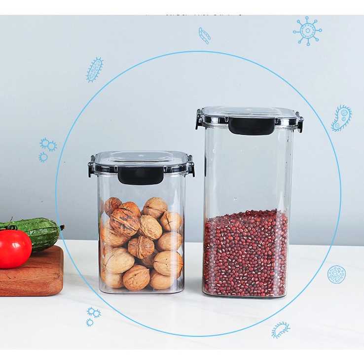  Toples Kedap Udara Ukuran Panjang Persegi Penyimpanan Makanan Snack Seafood BPA Free - C