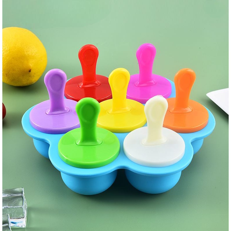 Cetakan Ice Cream Es Krim Puding Bahan Silikon Food Grade Warna Warni 7 Cup Praktis Ergonomis