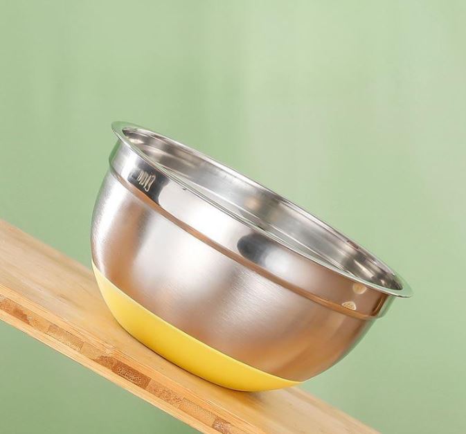 Mangkuk Adonan Kue Salad Stainless Steel Penutup Silikon Anti Slip Ukuran 18 - 26cm