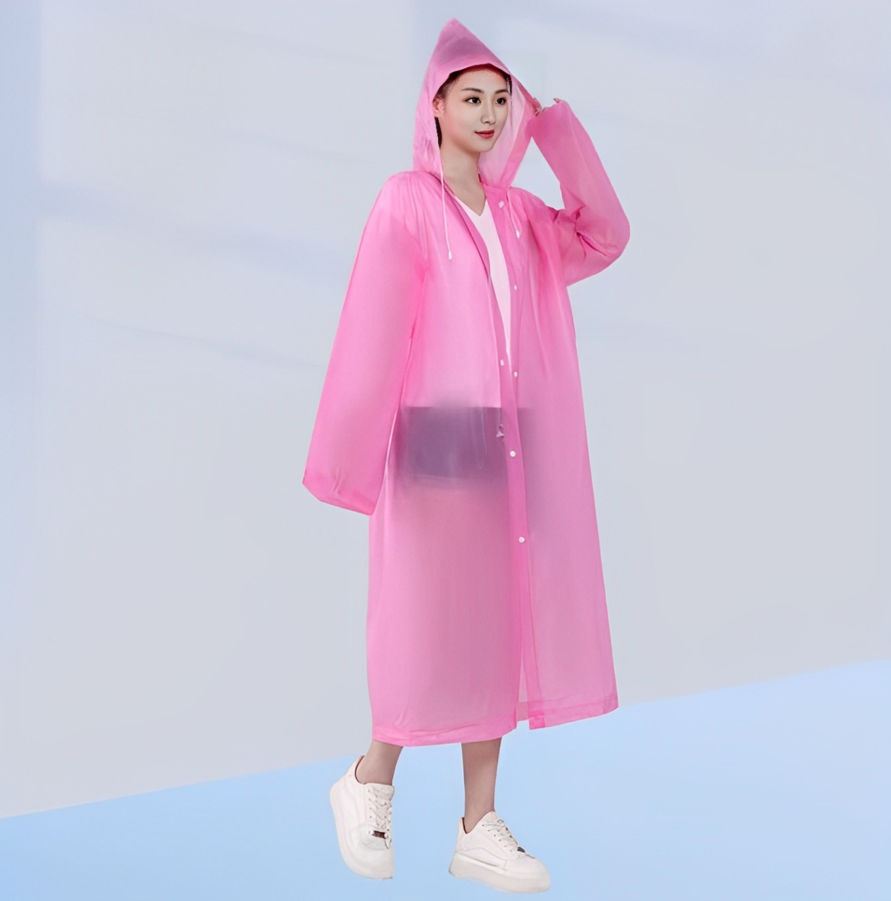 Jas Hujan Panjang Transparant Tebal Stylish Pria Wanita