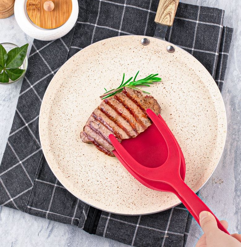 Spatula Jepit 2 in 1 Pencapit Steak Gorengan Roti Serbaguna Silikon Food Grade Tahan Panas Hingga 230°C