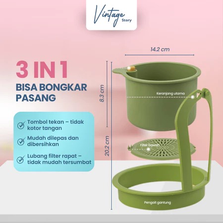 Saringan Wastafel Dapur Serbaguna Sisa Makanan Anti Sumbat 2 Lapis Gantung Keranjang