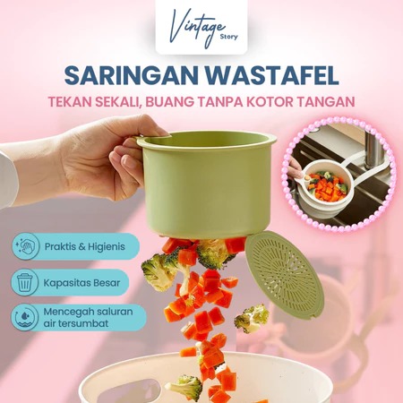 Saringan Wastafel Dapur Serbaguna Sisa Makanan Anti Sumbat 2 Lapis Gantung Keranjang