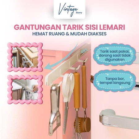 Gantungan Alat Dapur Pakaian Tarik Tempel Serbaguna Extendable Hook Strip Non-Berlubang Multi-Fungsi