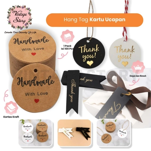 Image of Hang Tag Kartu Ucapan Terima Kasih Handmade Souvenir Hampers Wedding 1 Pack 100 Pcs