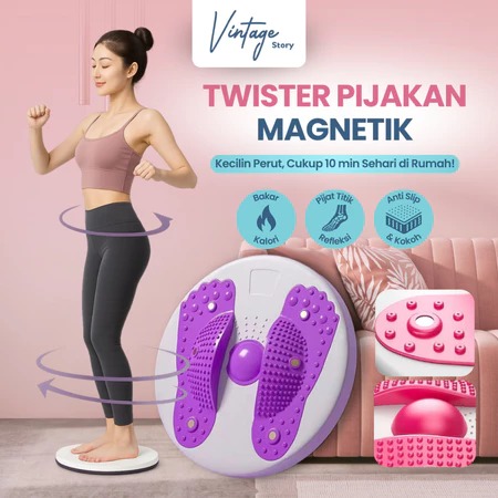 Alat Olahraga Papan Putar Pelangsing Tubuh Fitness Twisting Waist Disc Titik Refleksi Magnetik
