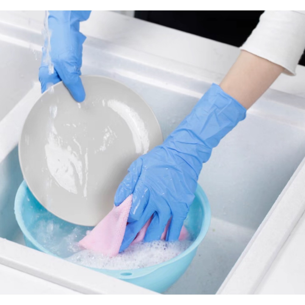 Sarung Tangan Masak Medis Karet Elastik Nitril Safe Hand Glove Hitam Biru Higienis Food Grade Sekali Pakai