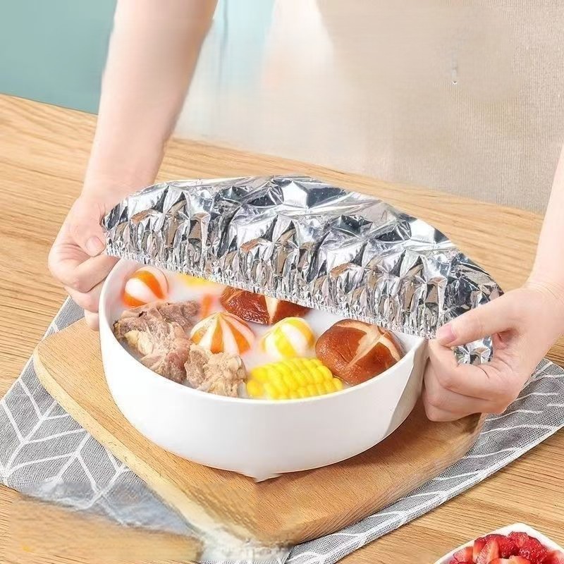 Penutup Makanan Aluminium Foil Elastis Anti Debu Tahan Panas Piring Mangkuk Cuci Pakai Berulang