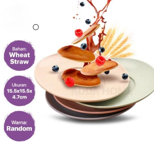 Piring Makan Set Isi 4 Pcs Warna Shabby Bahan Jerami Gandum Wheat Straw
