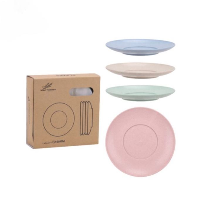 Piring Makan Set Isi 4 Pcs Warna Shabby Bahan Jerami Gandum Wheat Straw