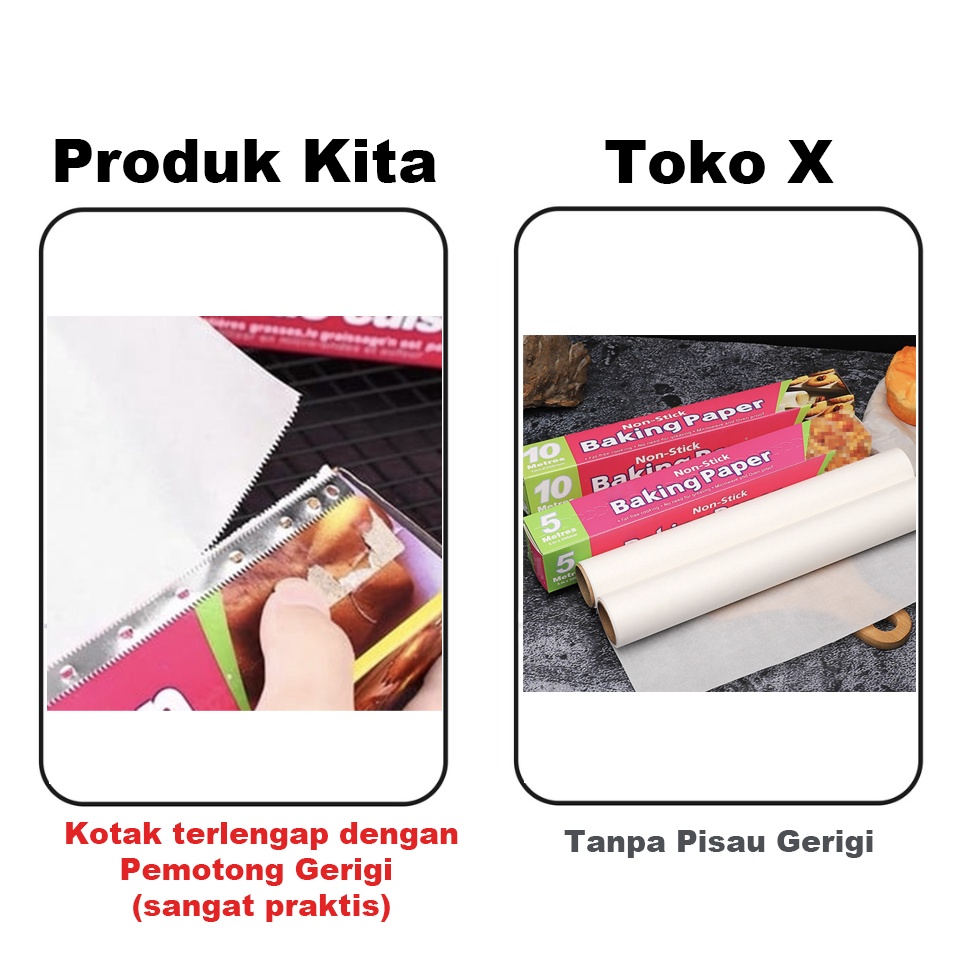 VS - Kertas Roti Kue Kertas Panggang Anti Lengket Depan Belakang Baking Paper
