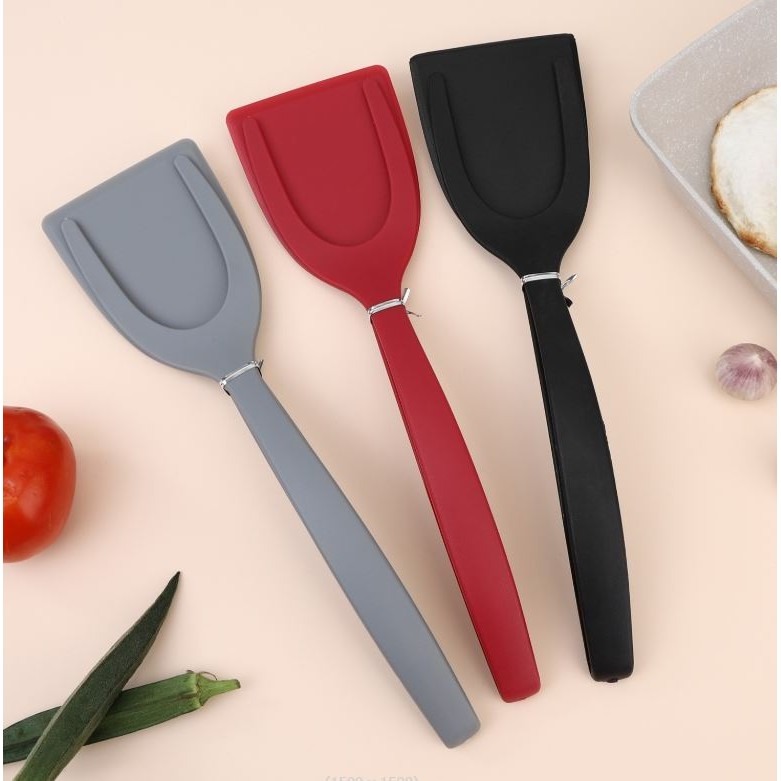 Spatula Jepit 2 in 1 Pencapit Steak Gorengan Roti Makanan Serbaguna bahan Nilon Food Grade Tahan Panas Hingga 230°C