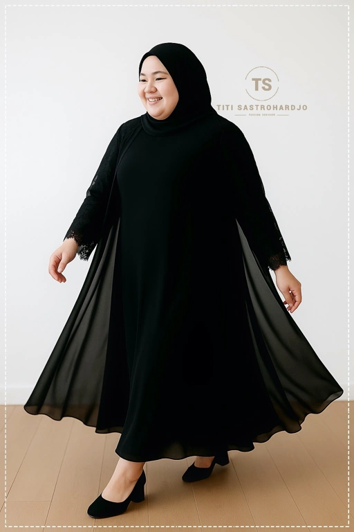 Image of Lace Sleeve Hijab Dress