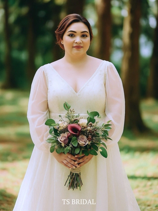 Image of Classic V neck Wedding Dress 