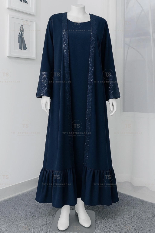 Image of AMORA DRESS IN NAVY (FREE SHAWL)