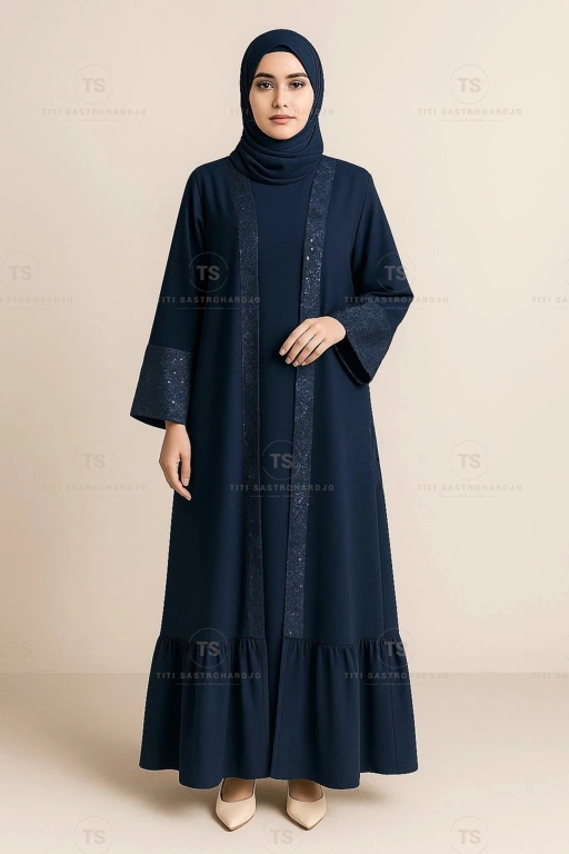 Image of AMORA DRESS IN NAVY (FREE SHAWL)